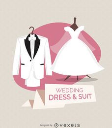 Wedding dress and suit illustration Wedding dress and suit illustration