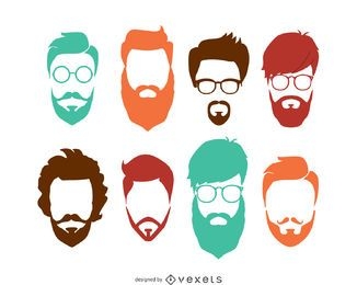 Hipster hairstyle set