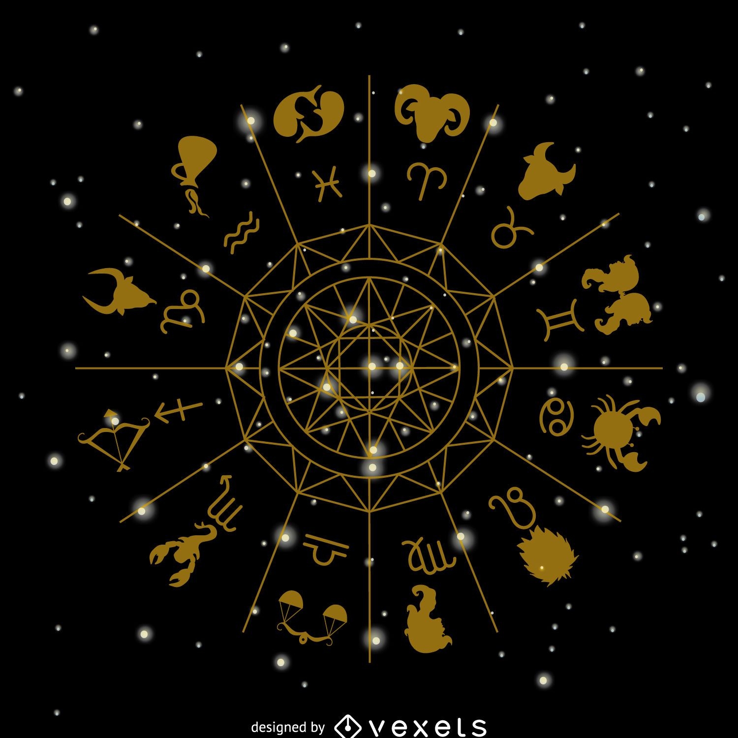 Ilustración de círculo de signos del zodíaco