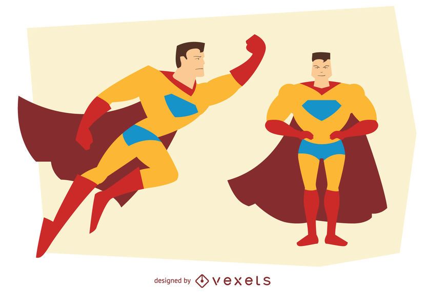 Man Superhero Posing Illustrations - Vector Download