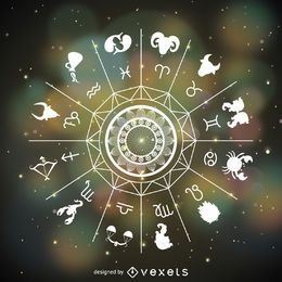 Horoskop Zeichen gezeichnet Mandala