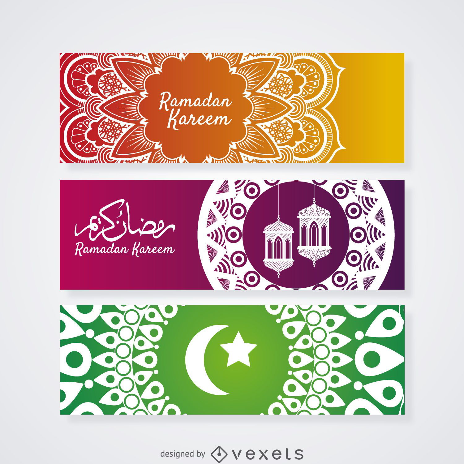 Conjunto de banner de mandala Ramadam