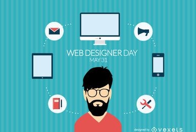 Flat design web designer day
