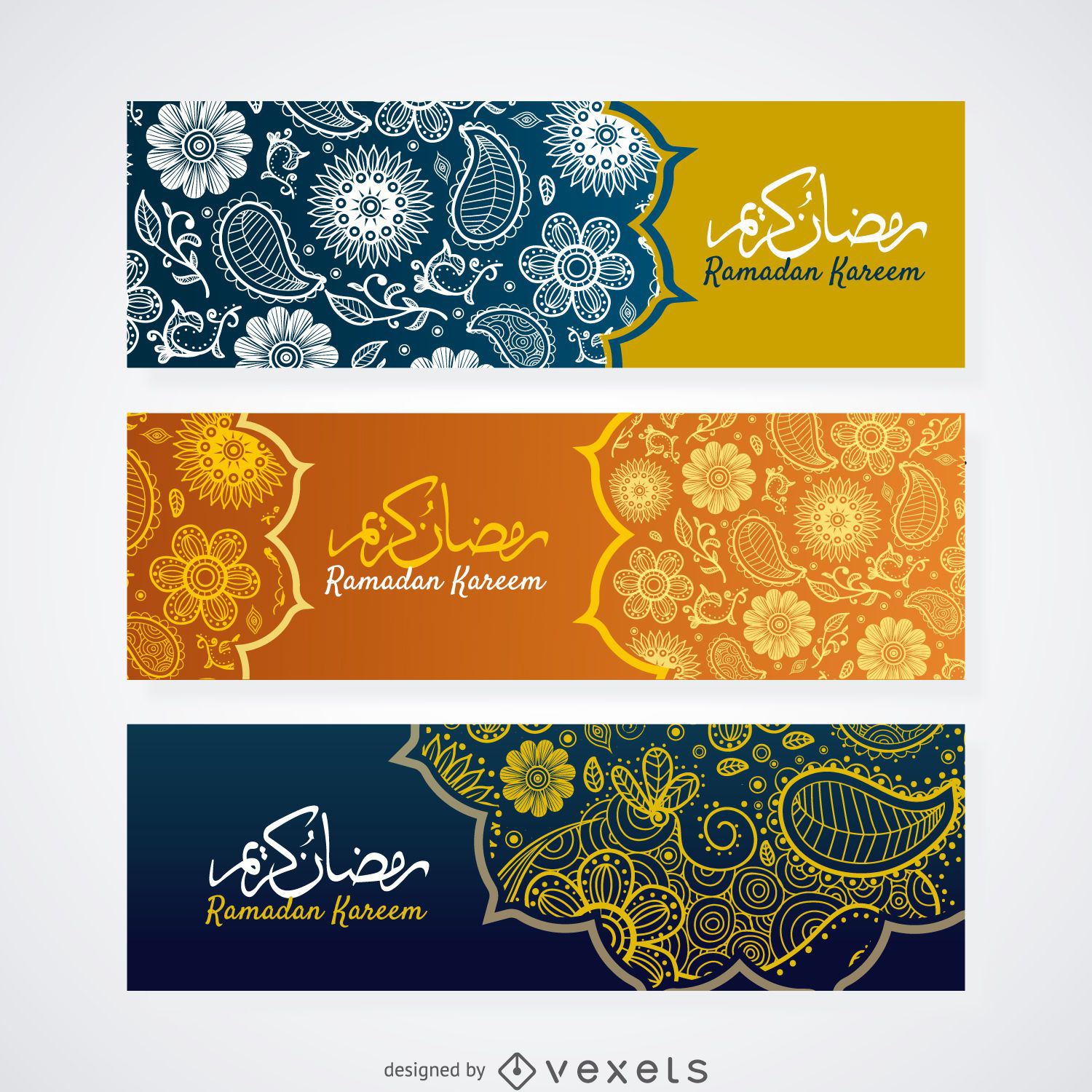 Conjunto de banners de Paisley Ramadán