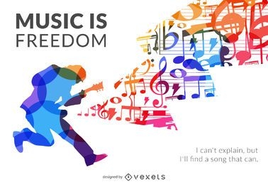 Cartaz de silhueta de música é liberdade