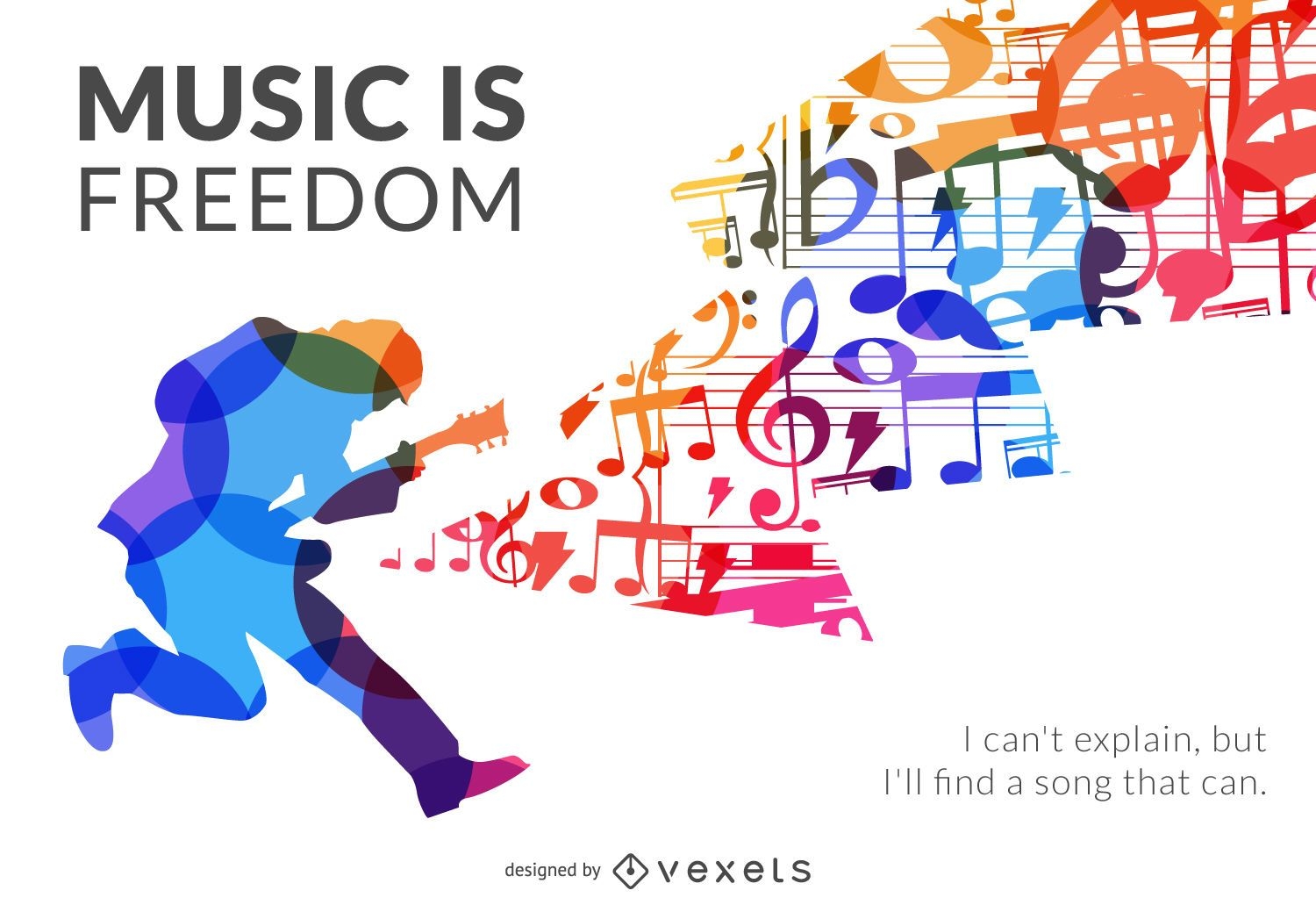 Cartel de silueta de música es libertad