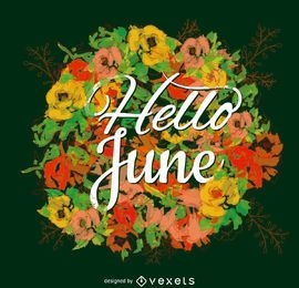 June typography poster flower
