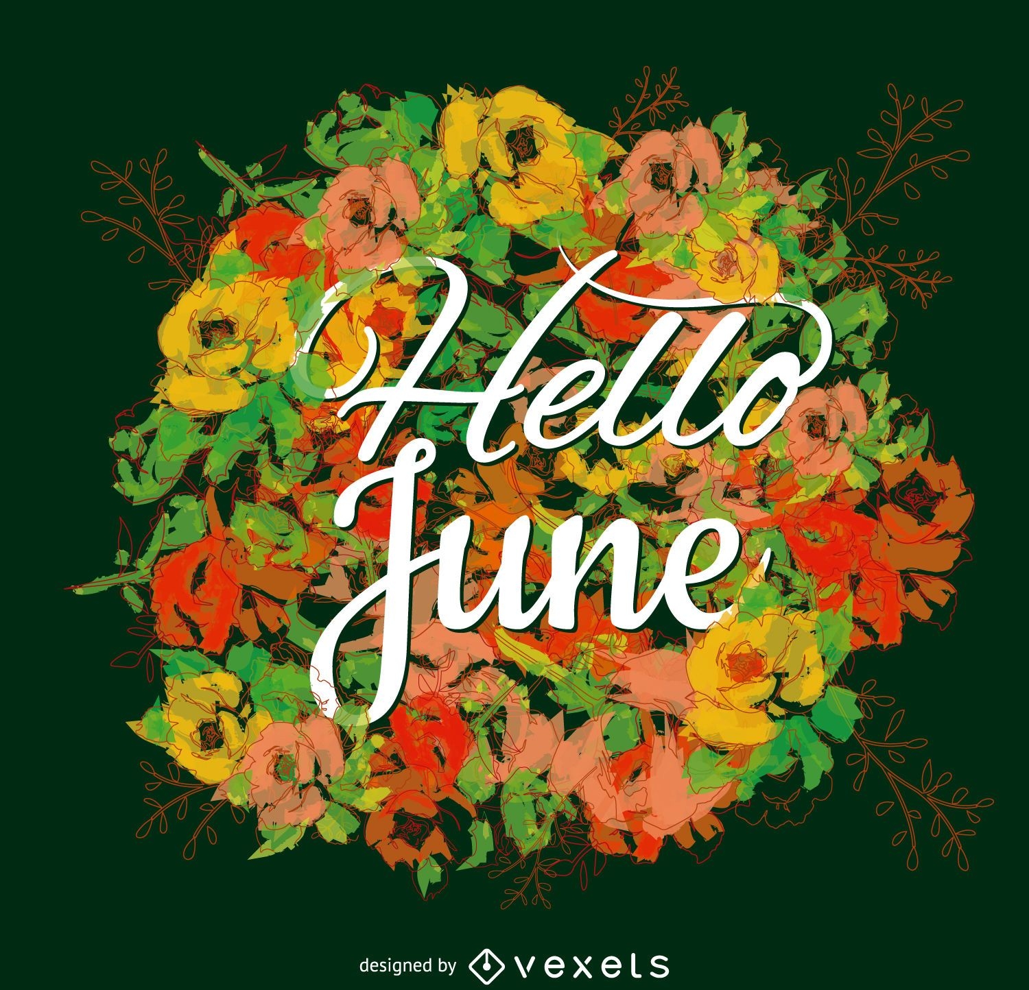 Tipografia floral de junho