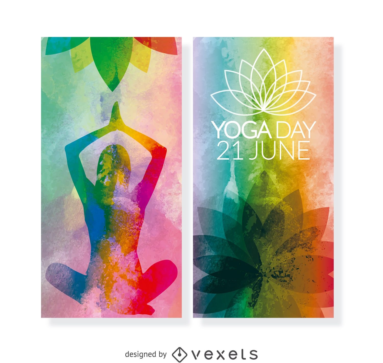 2 banners verticales de Yoga Day