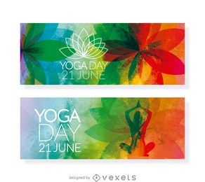 2 banners horizontales del día del yoga.
