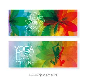 2 Horizontale Banner des Yoga-Tages 2 Horizontale Banner des Yoga-Tages