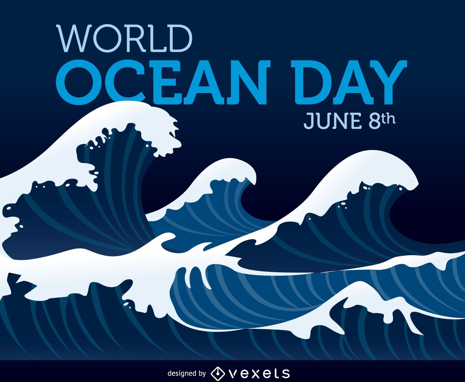 Ilustração de ondas do Dia Mundial do Oceano
