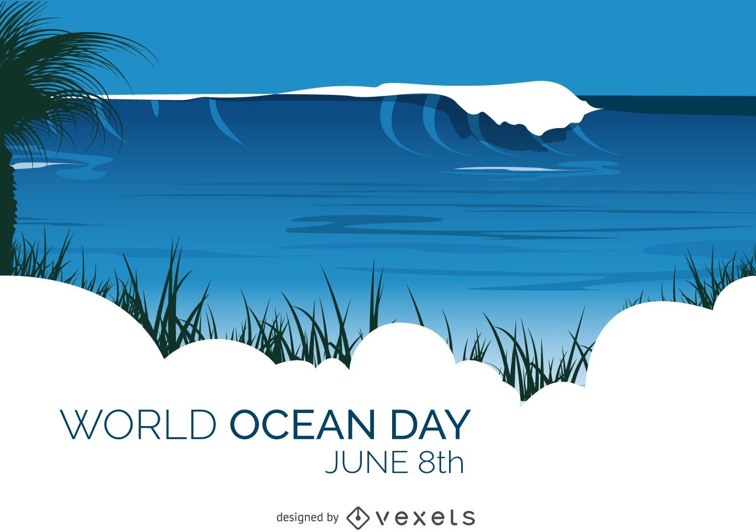 Tarjeta de playa del Día Mundial del Océano