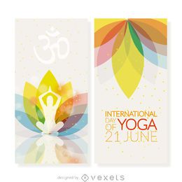 Conjunto de banner vertical del día del yoga