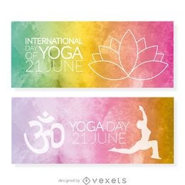 Conjunto de banners del día del yoga