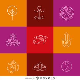 Dünne Linie Yoga-Zen-Symbole Dünne Linie Yoga-Zen-Symbole