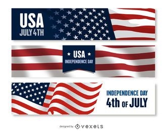 Conjunto de banners del día de la independencia de Estados Unidos