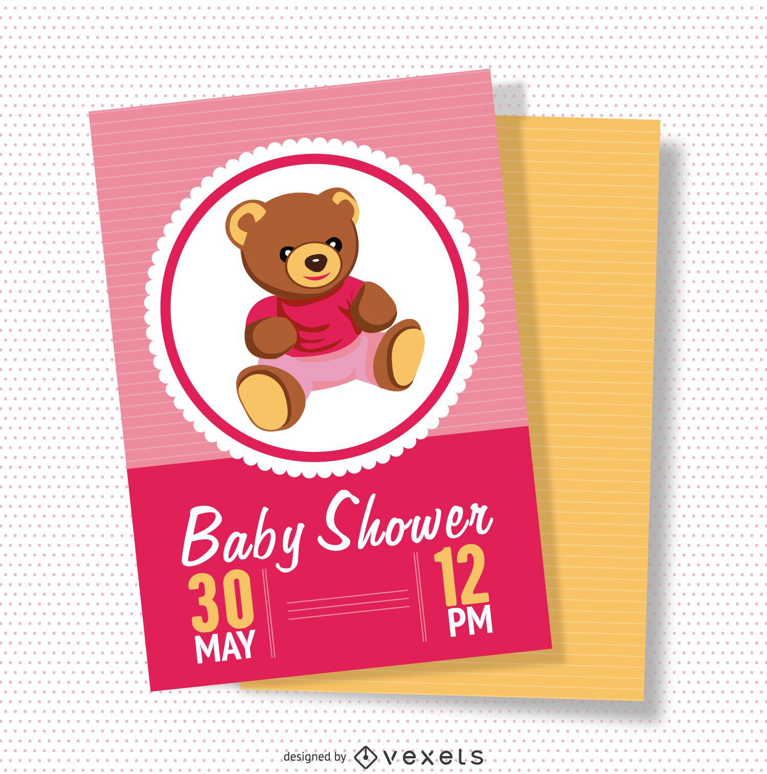 Cartão de chá de bebê feminino rosa
