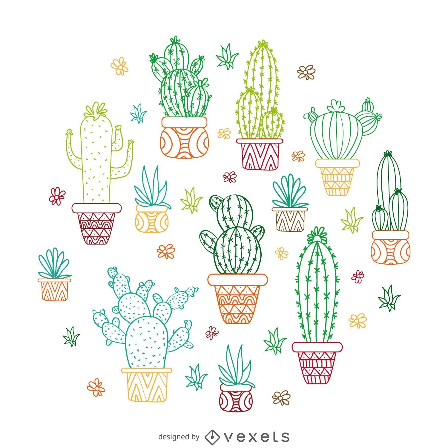 Ilustración de contorno de cactus