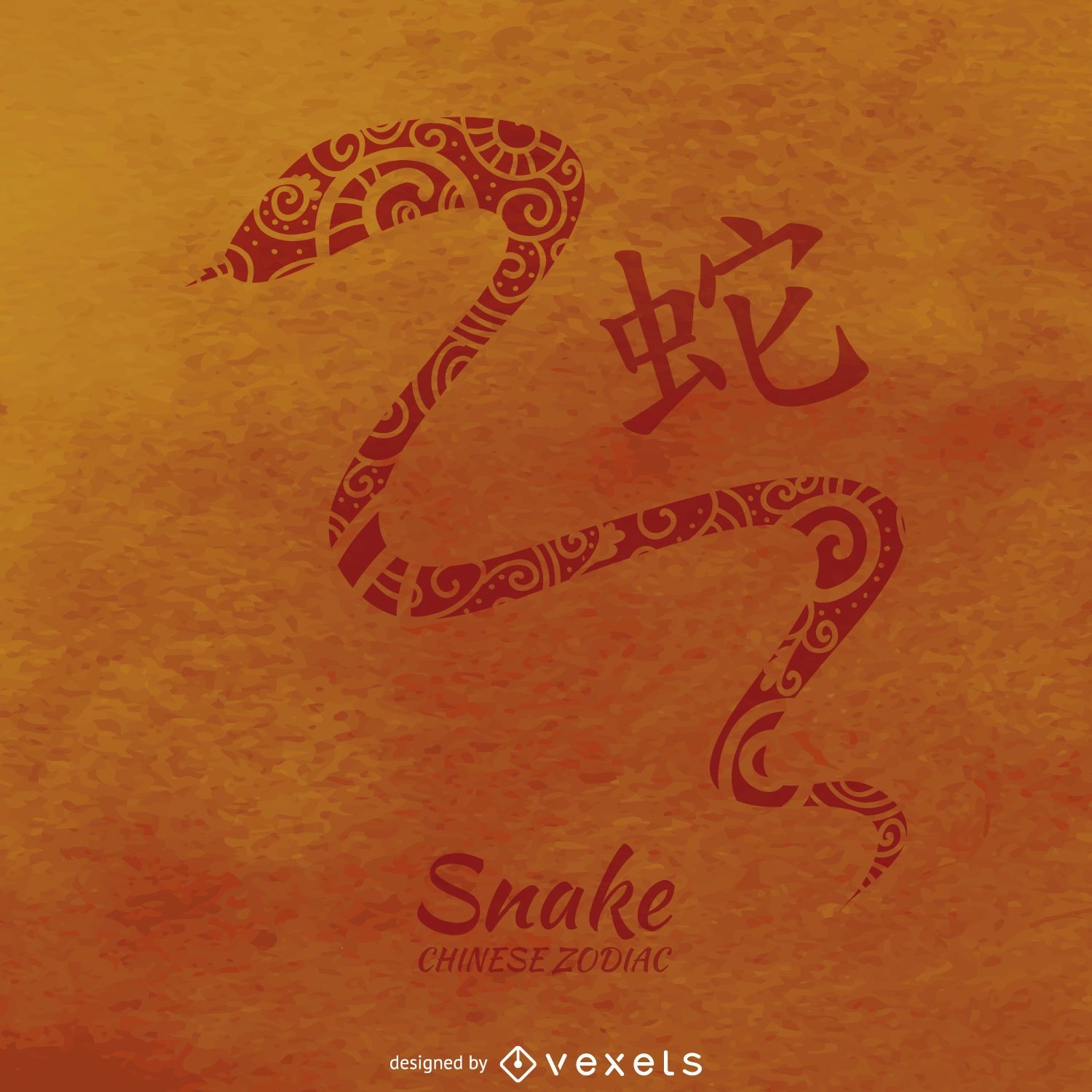 Ilustraci?n de serpiente del zodiaco chino