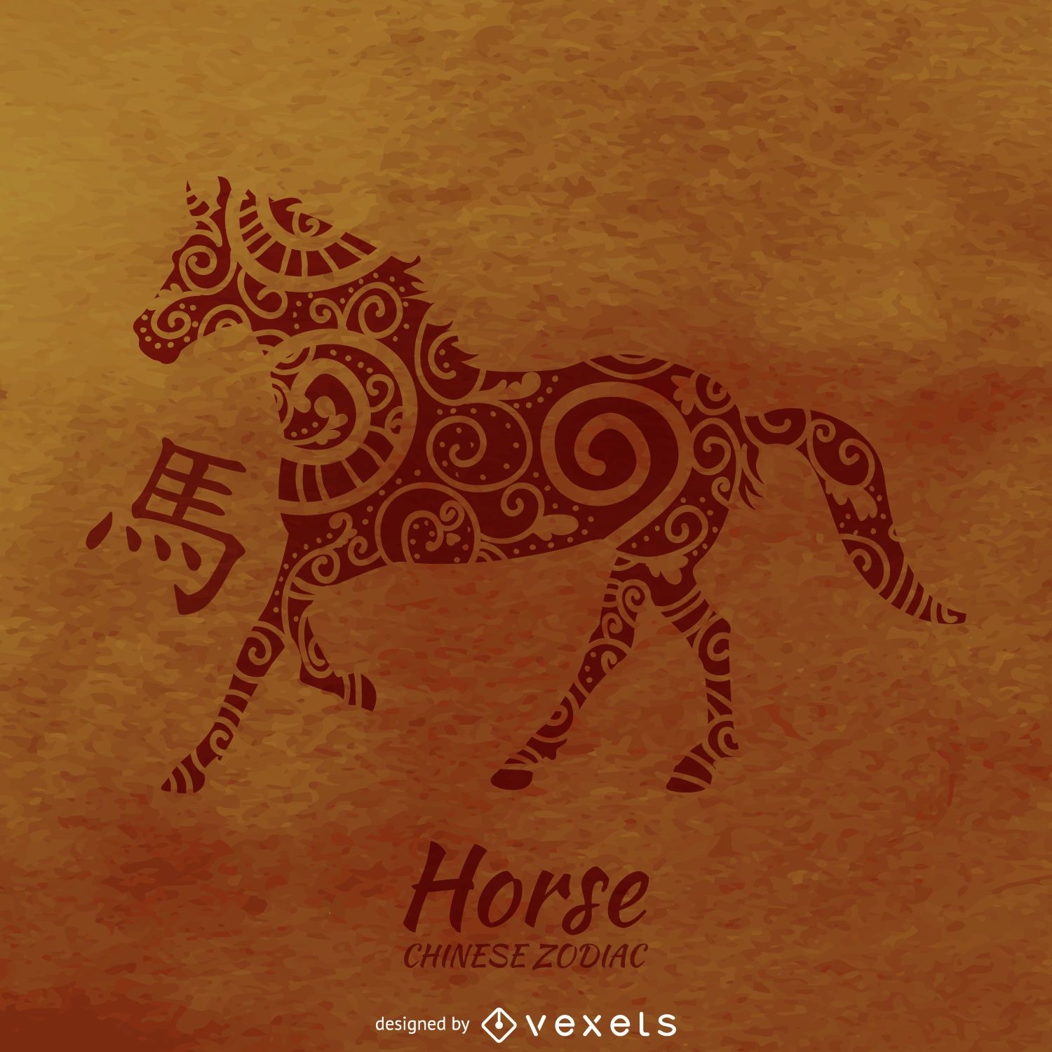 Desenho de cavalo do zodíaco chinês