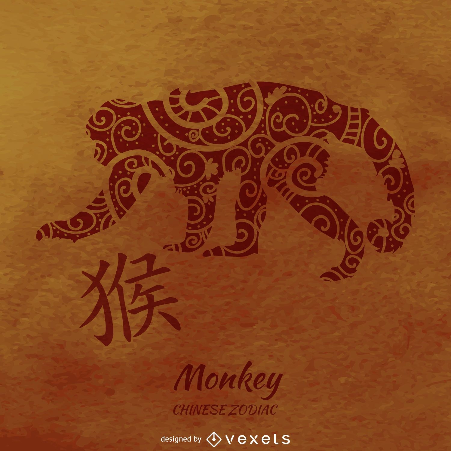 Ilustração do macaco do zodíaco chinês