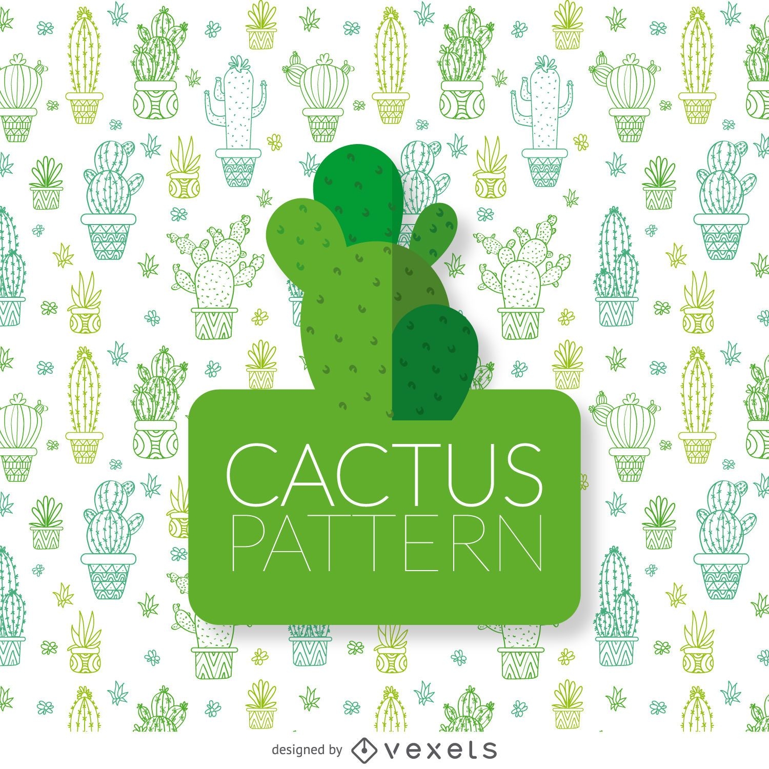 Cactus outline illustration pattern