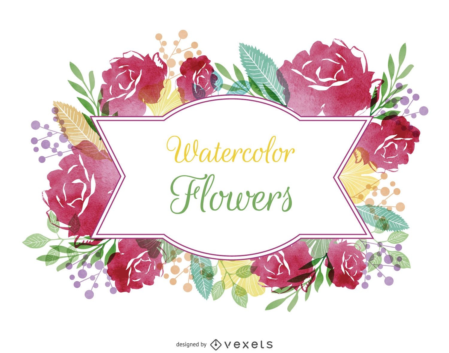 Watercolor flower label