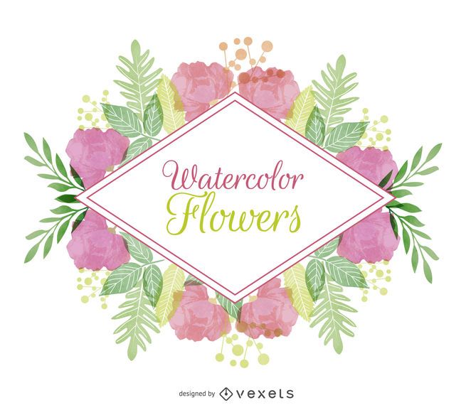Watercolor floral badge Watercolor floral badge