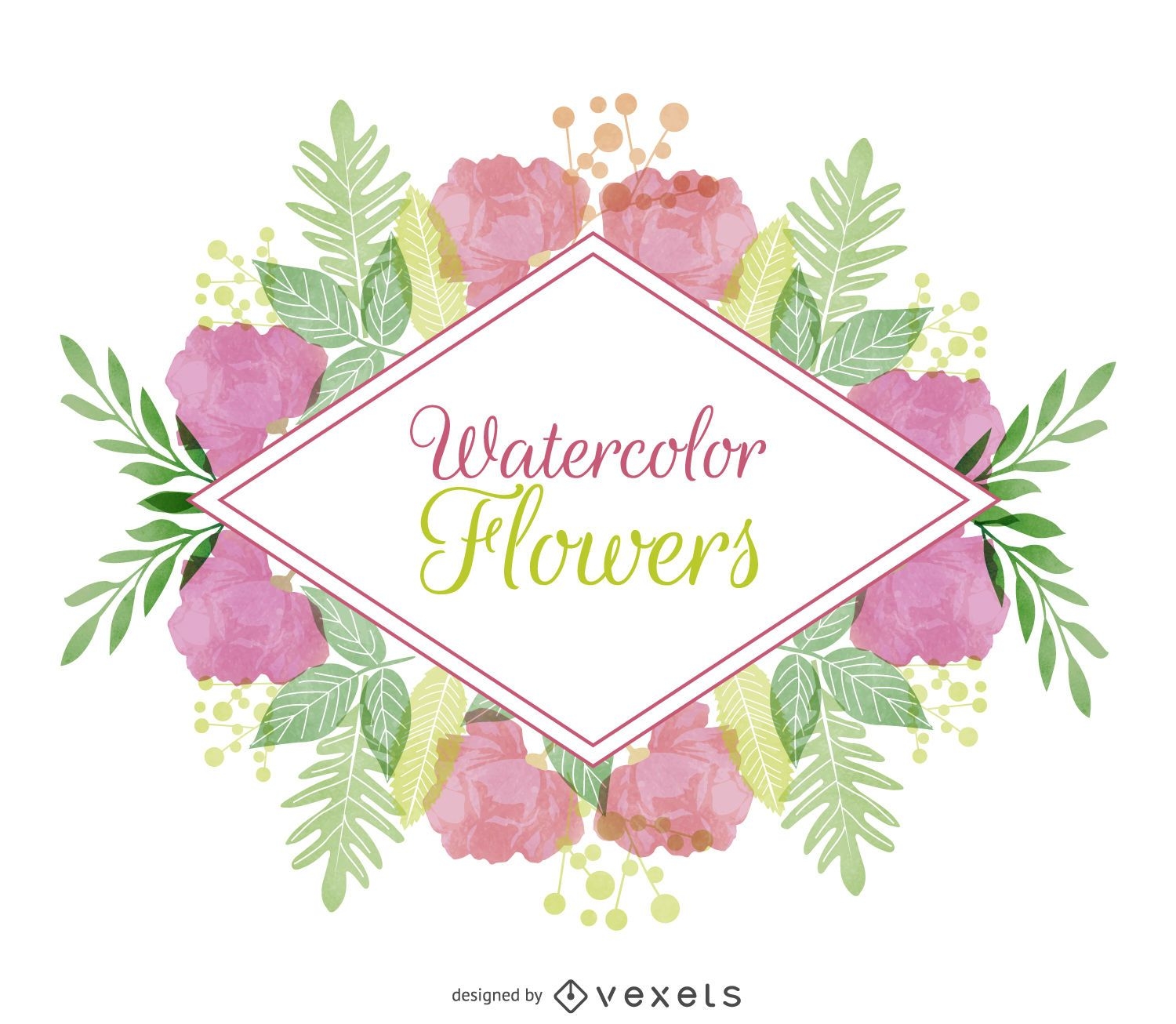 Watercolor floral badge