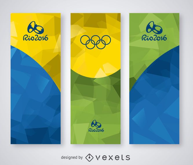 Conjunto de banner poligonal Rio 2016 Conjunto de banner poligonal Rio 2016