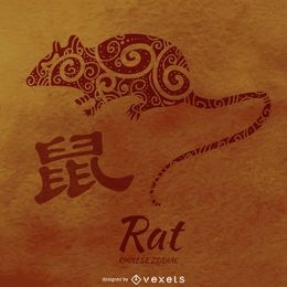 Chinese zodiac rat illustration