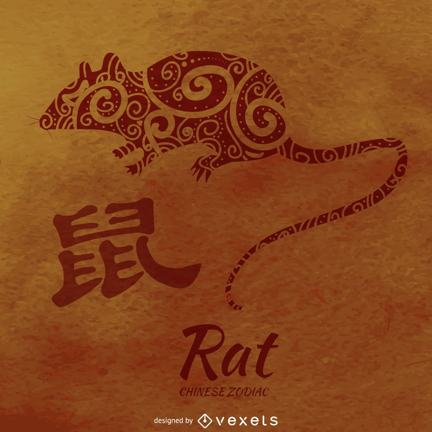 Ilustración de rata del zodiaco chino