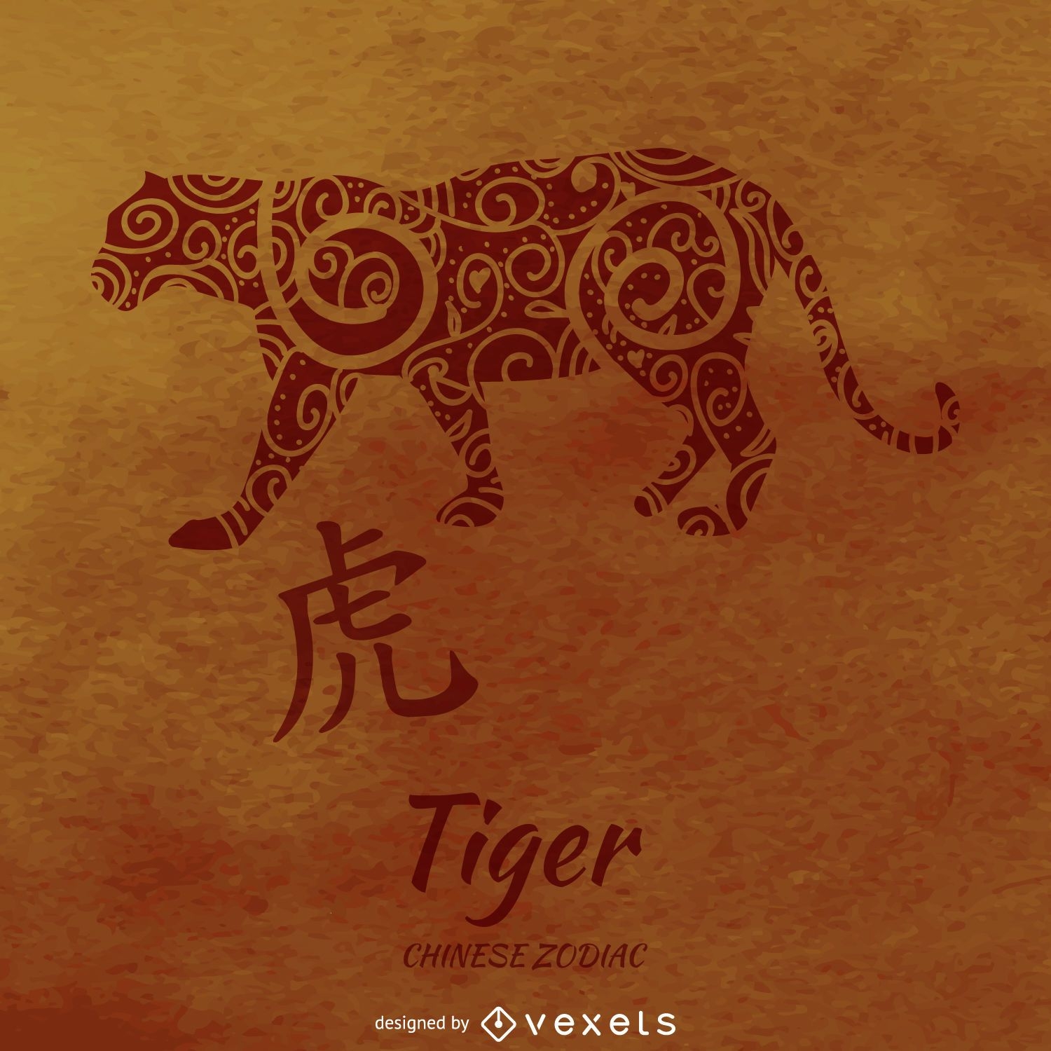 Chinese zodiac with tiger drawing