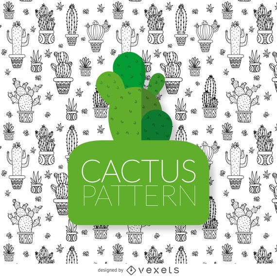 Cactus Drawing Pattern - Vector Download