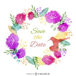 Save the date watercolor label