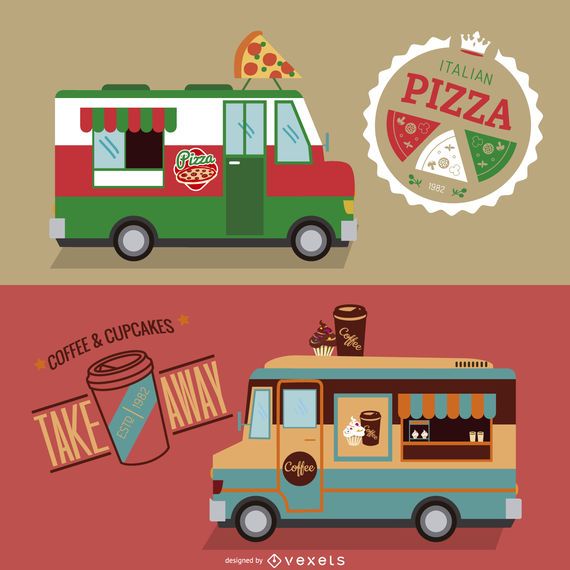 Food truck design set Food truck design set