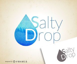 Watercolor blue drop logo