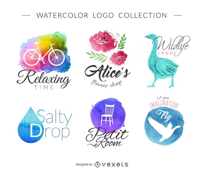 Watercolor Logo Set Vector Download