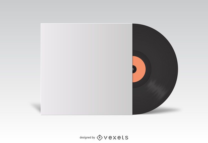 Vinyl LP Cover White Mockup - Vector Download