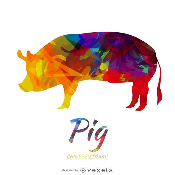 Colored Pig Chinese Zodiac Vector Download