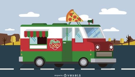 Pizza foodtruck on the road