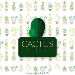 Thin line color cactus pattern