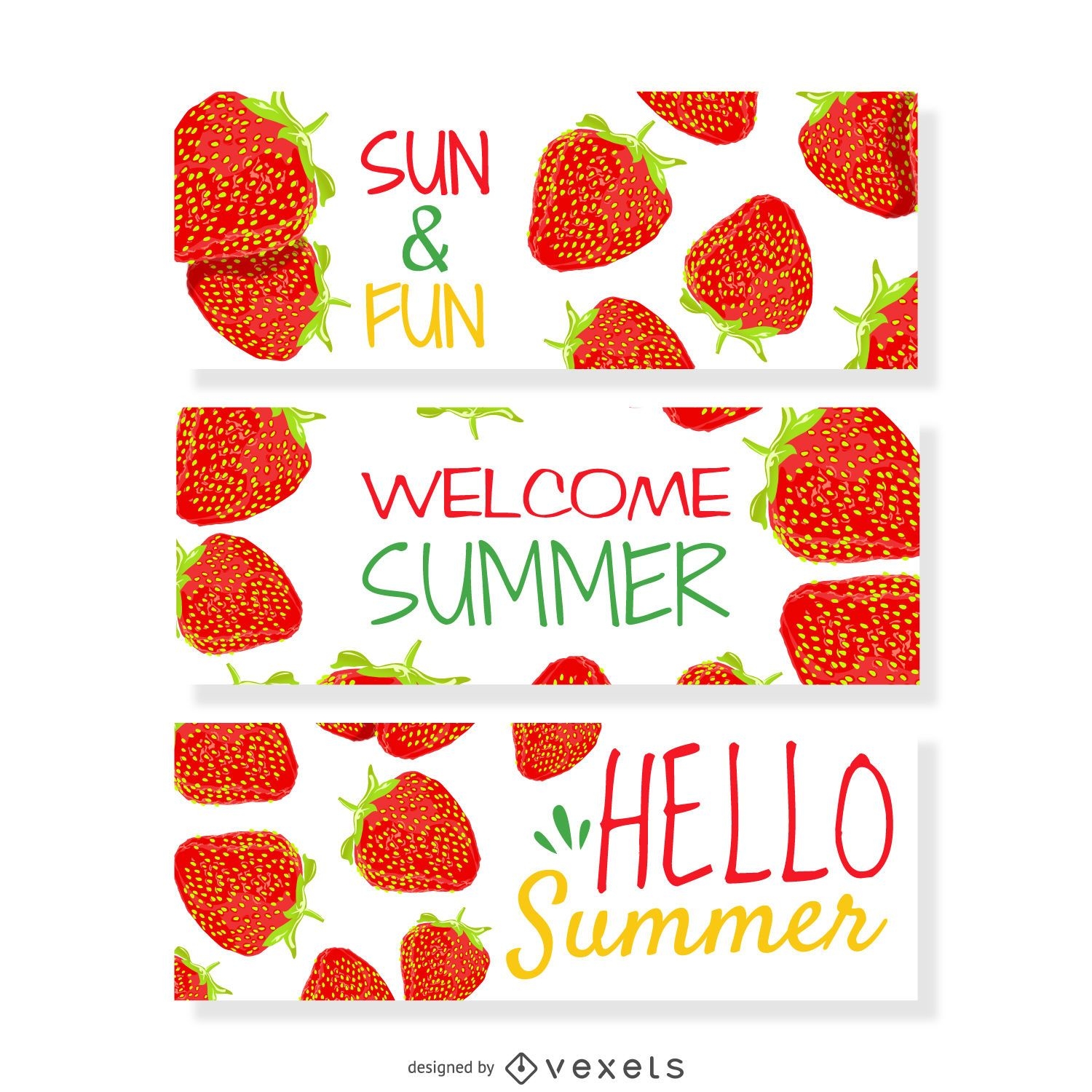Conjunto de banner de verano de fresa