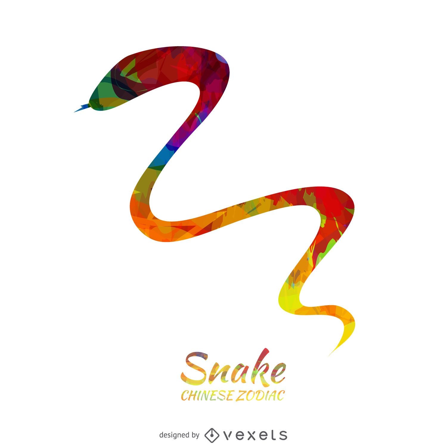 Ilustración colorida de la serpiente del zodiaco chino