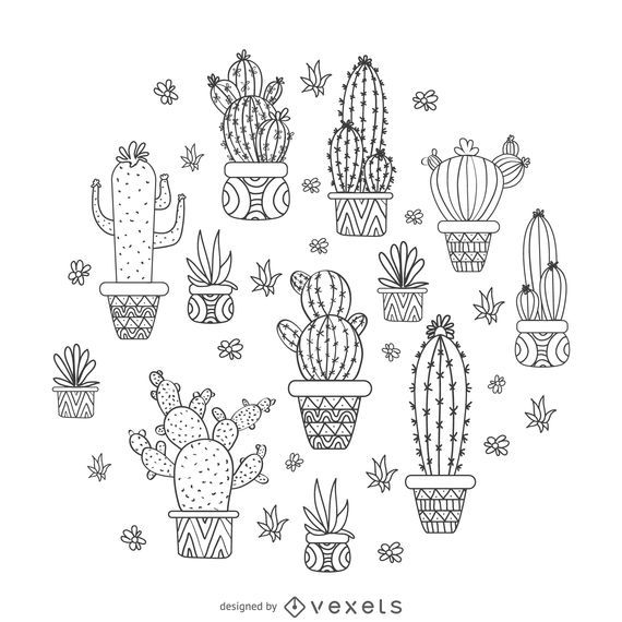 Dibujado a mano diseño de cactus Dibujado a mano diseño de cactus