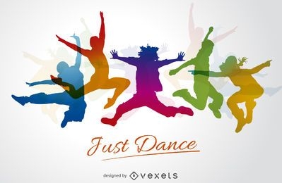 Colorful dance silhouettes
