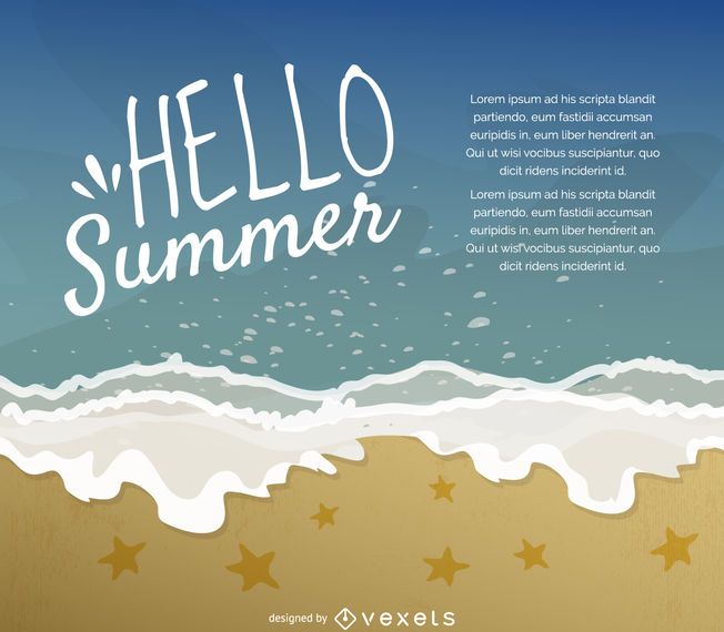 Hola cartel ilustración de verano Hola cartel ilustración de verano