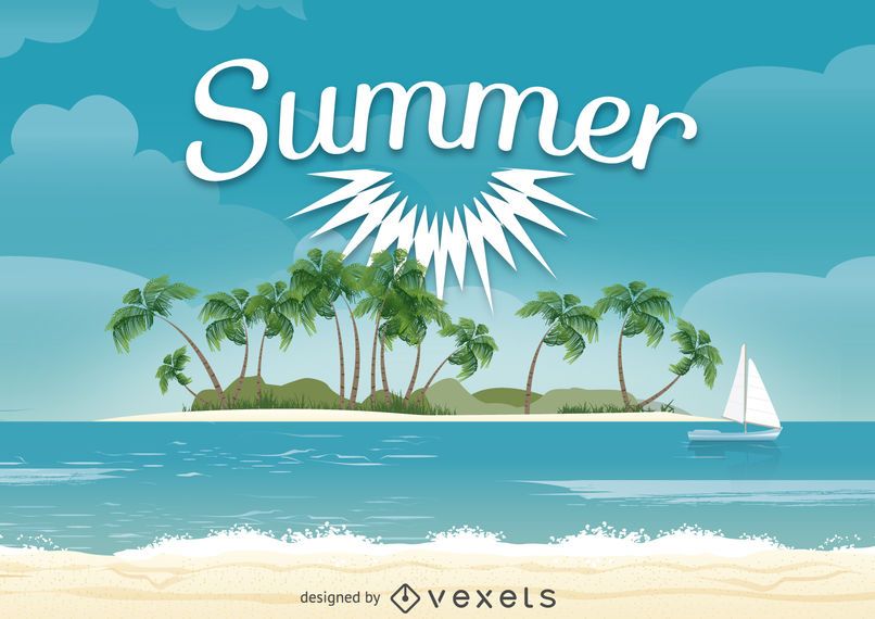 Summer beach illustration design Summer beach illustration design