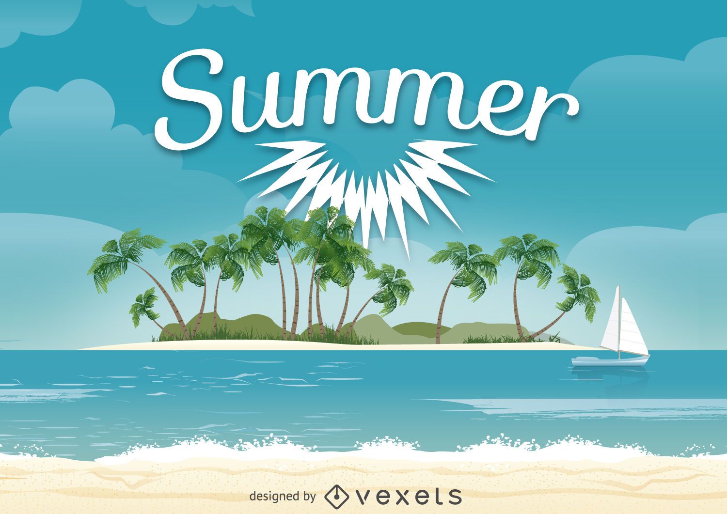 Summer beach illustration design